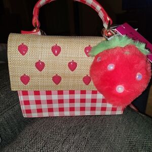 BESTSEY JOHNSON Strawberry Checkered Handbag